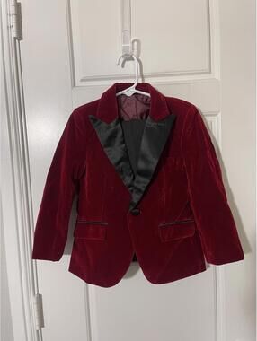 Boys Suits for Kids Size 5 Red Velvet 2 Pieces Notch Lapel K110